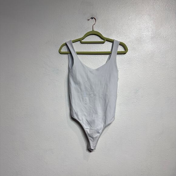 Free People Intimately White Scoop Neck Bodysuit Sz M - Picture 2 of 11